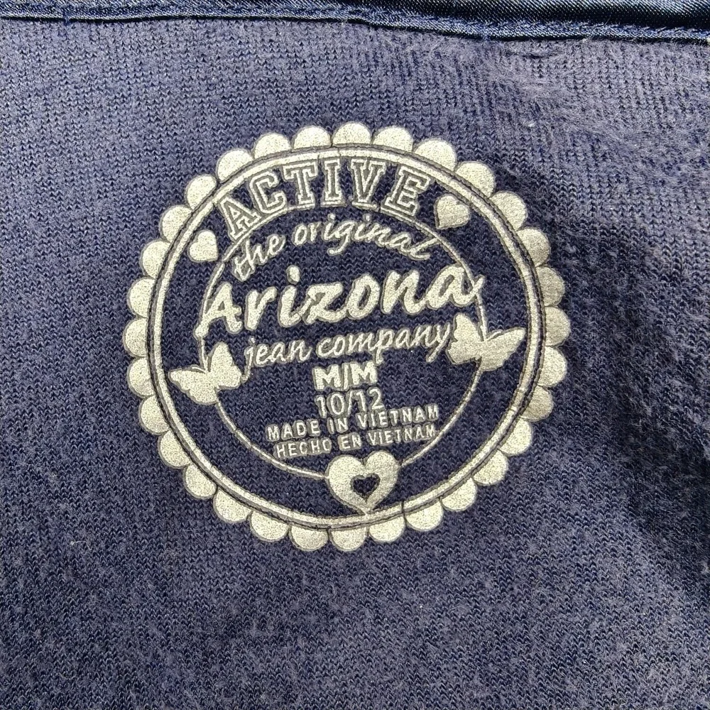 Arizona Jean Company Hoodie Girls 10/12 Blue Velour Full Zip Rhinestone Crown